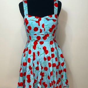 baby blue dress with cherries